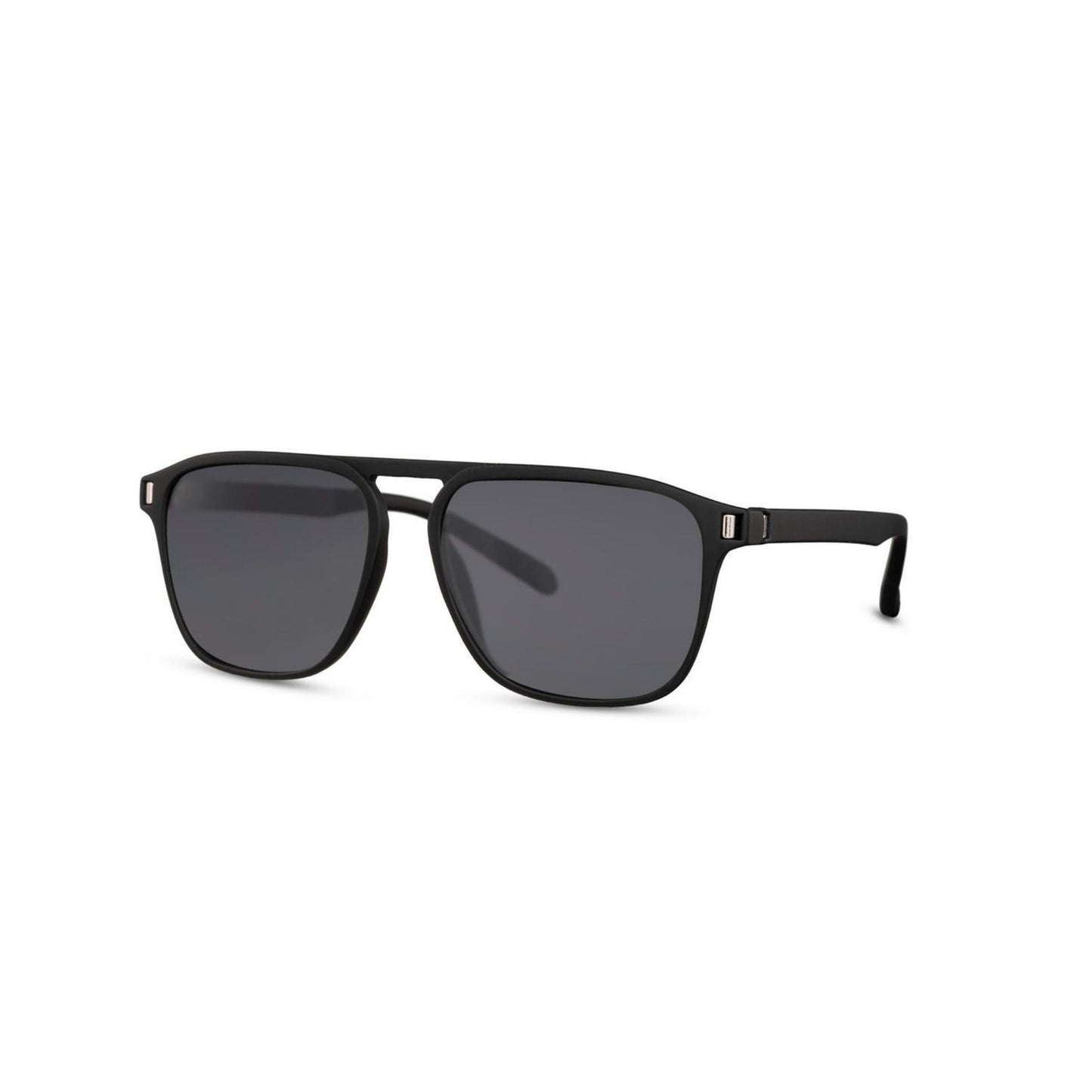 Τετράγωνα Γυαλιά ηλίου Mister της Exposure Sunglasses με προστασία UV400 με μαύρο σκελετό και μαύρο φακό. Πλάγια προβολή