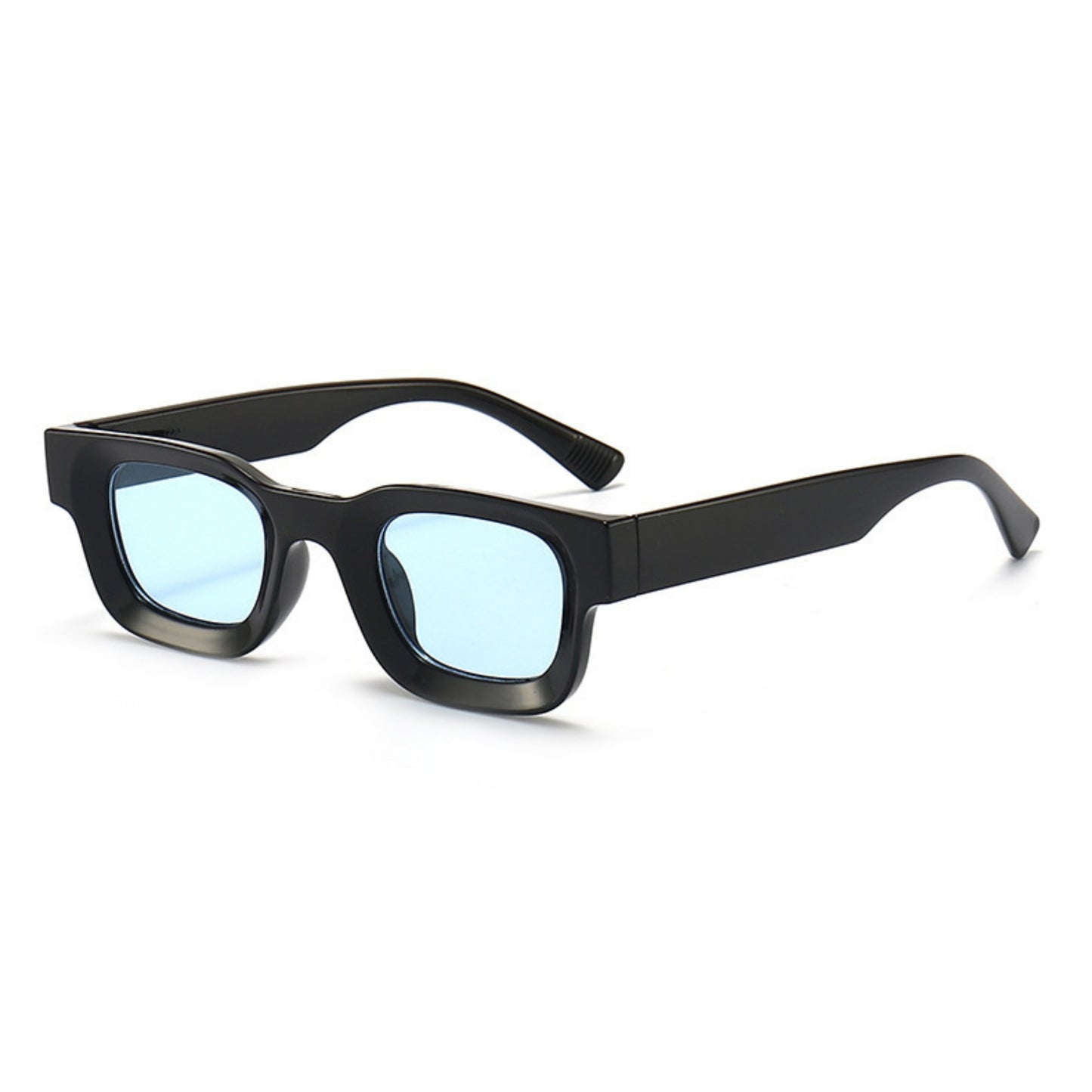 Τετράγωνα Γυαλιά ηλίου Taf από την Exposure Sunglasses με προστασία UV400 με μαύρο σκελετό και μπλε φακό.Πλαινή όψη.