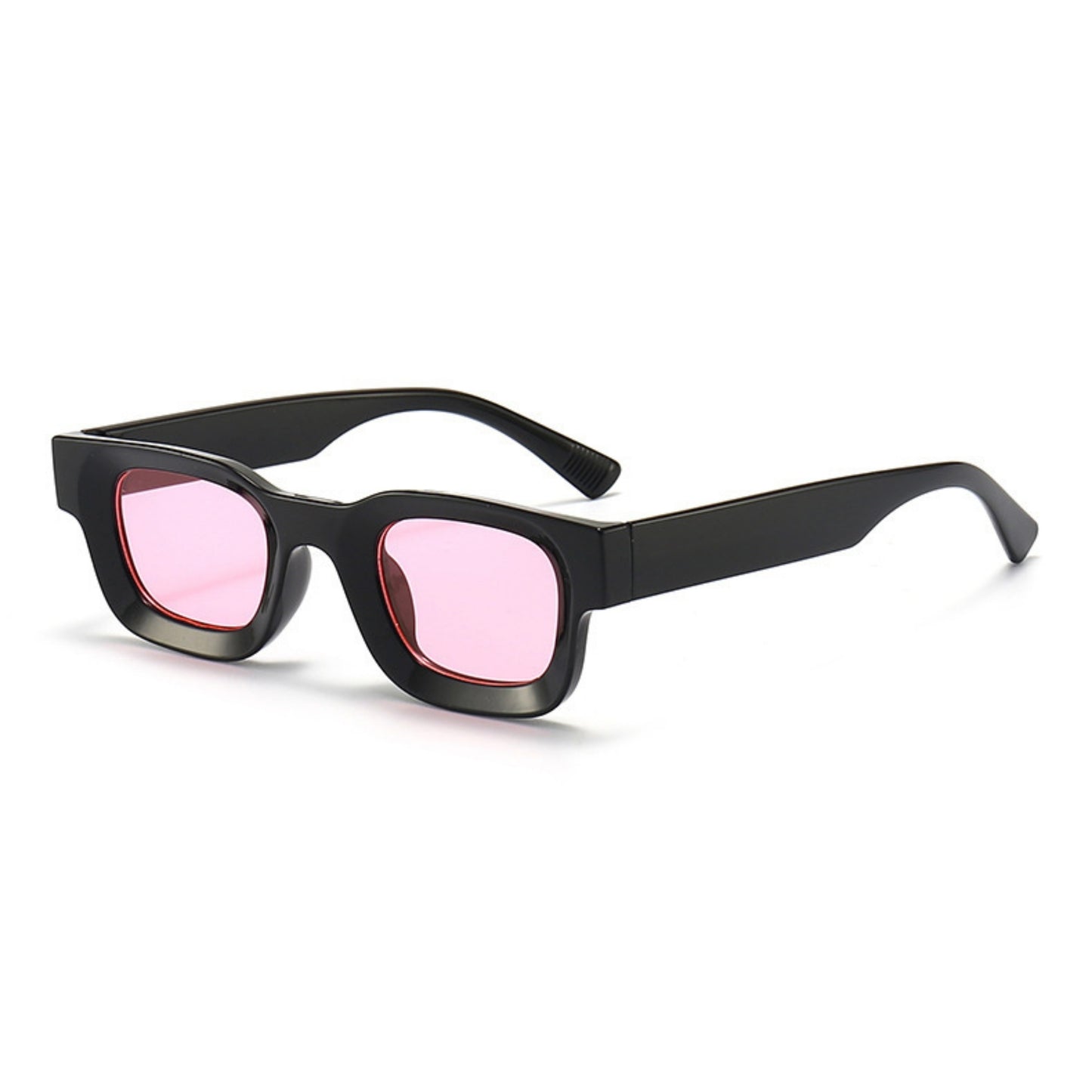 Τετράγωνα Γυαλιά ηλίου Taf από την Exposure Sunglasses με προστασία UV400 με μαύρο σκελετό και ροζ φακό.Πλαινή όψη.
