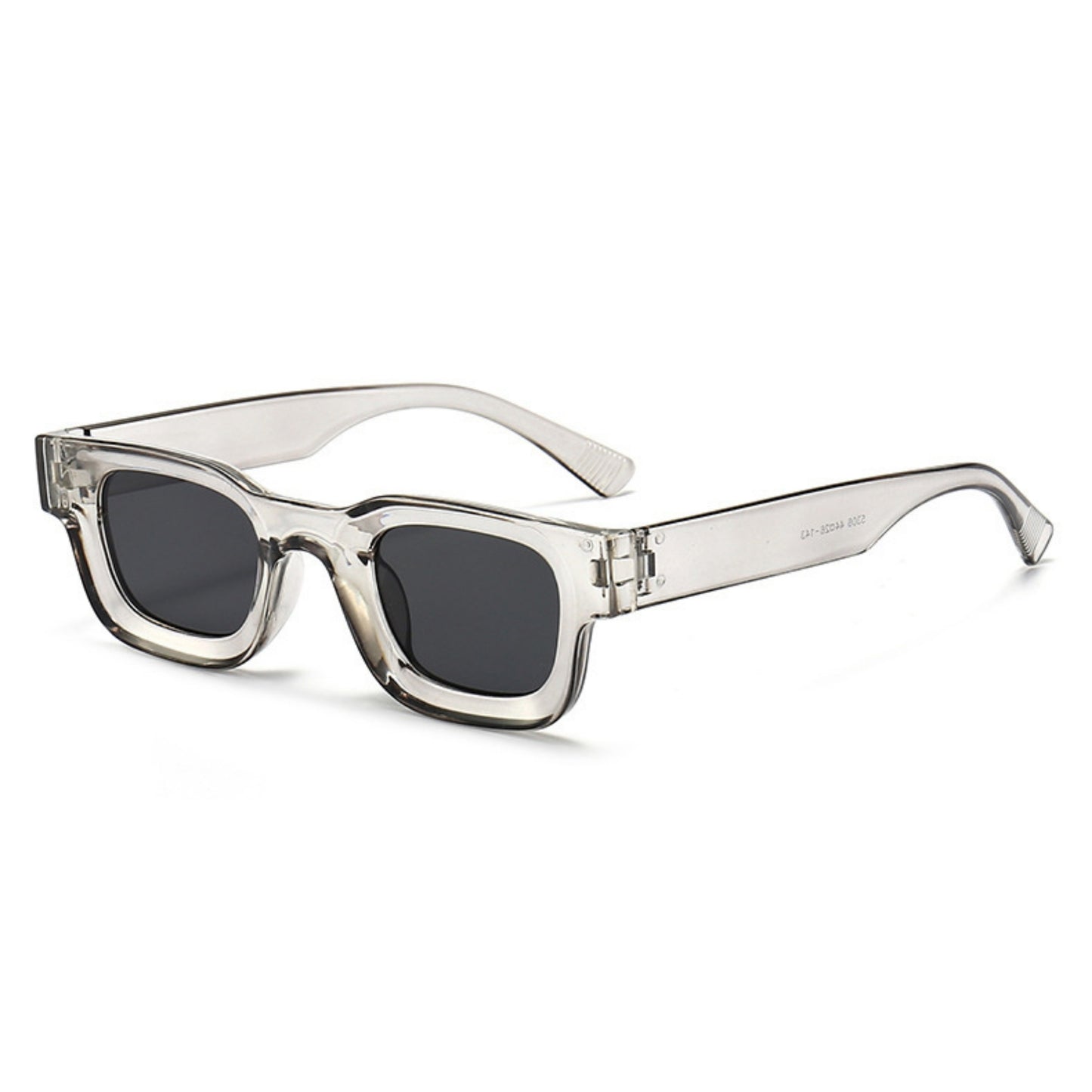 Τετράγωνα Γυαλιά ηλίου Taf από την Exposure Sunglasses με προστασία UV400 με ασημί σκελετό και μαύρο φακό.Πλαινή όψη.