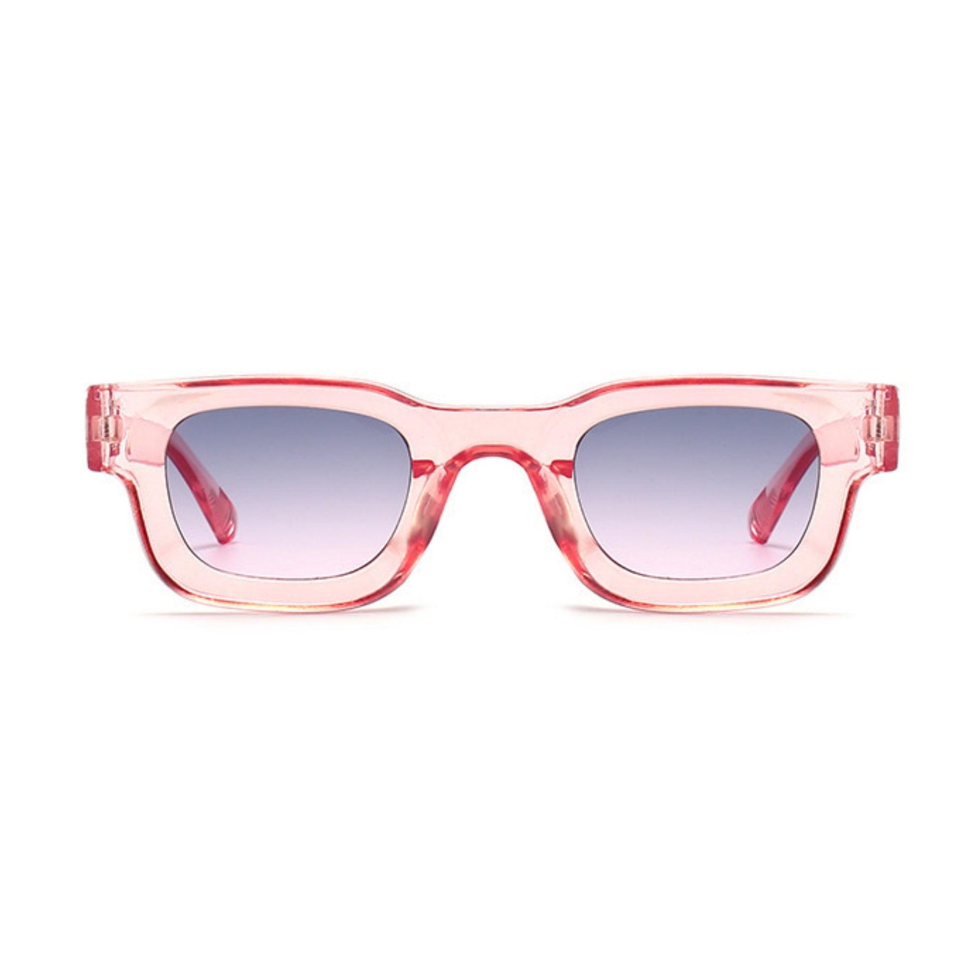 Τετράγωνα Γυαλιά ηλίου Taf από την Exposure Sunglasses με προστασία UV400 με ροζ σκελετό και μπλε φακό.