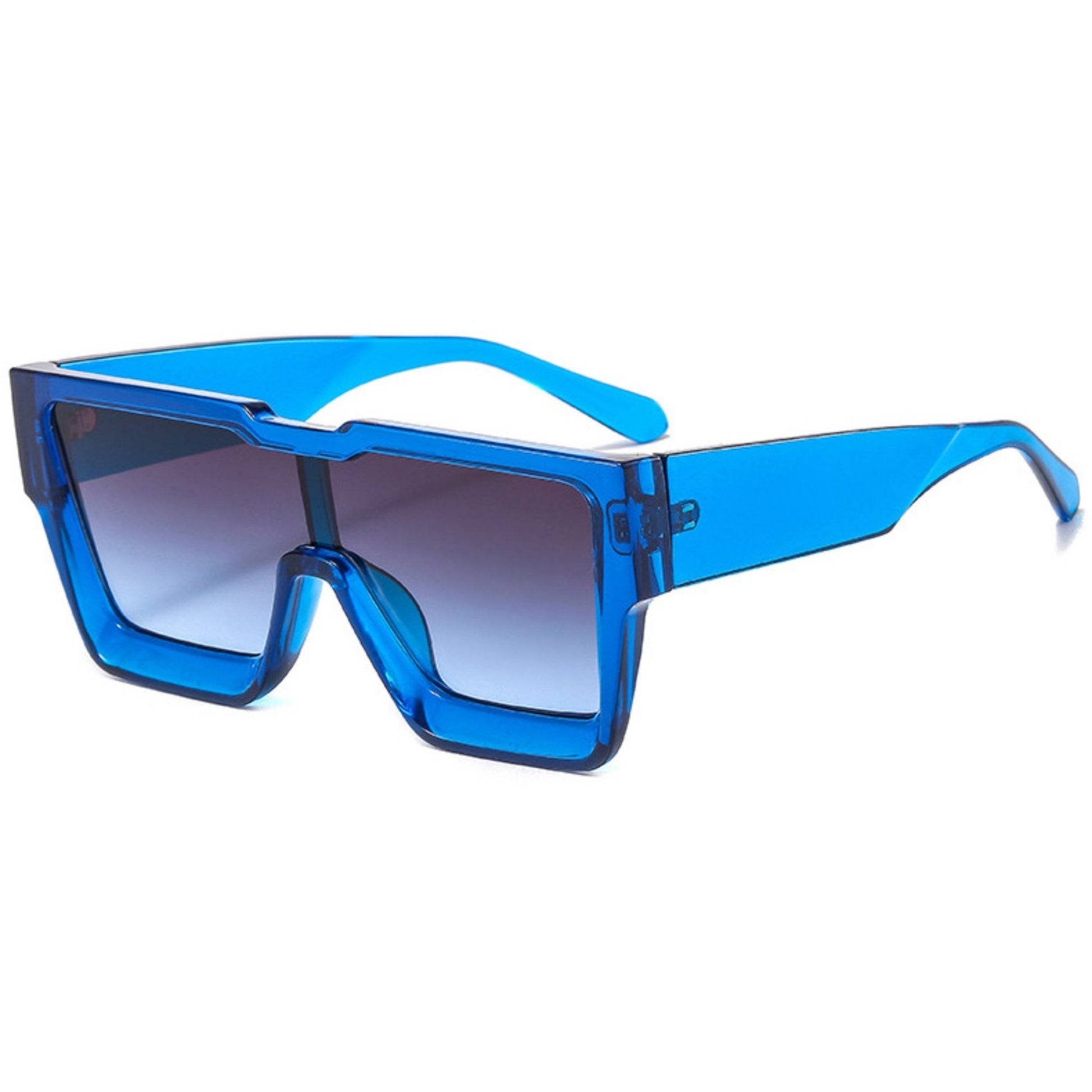 Γυαλιά ηλίου Toronto (Μάσκα) από την Exposure Sunglasses με προστασία UV400 με μπλε σκελετό και μαύρο φακό.Πλαινή όψη.
