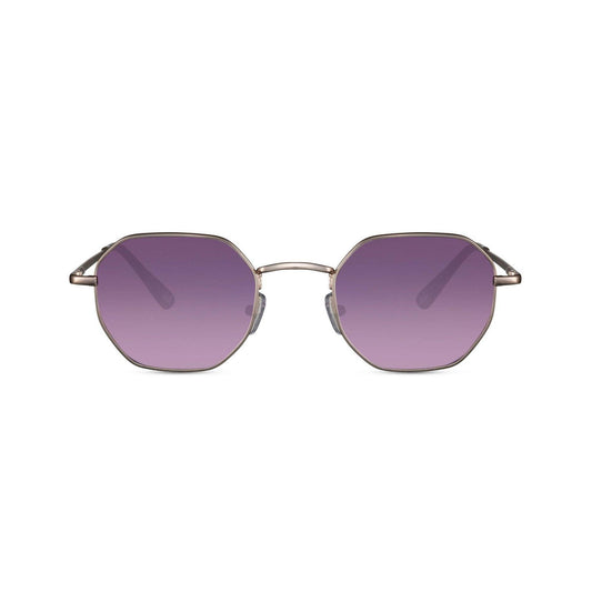 Γυαλιά ηλίου Domes της Exposure Sunglasses με προστασία UV400 με χρυσό σκελετό και μωβ φακό.