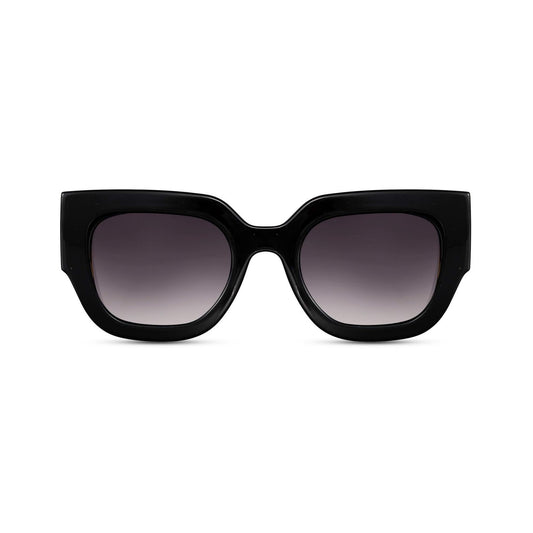 Cat Eye Γυαλιά ηλίου Eclipse της Exposure Sunglasses με προστασία UV400 σε μαύρο χρώμα σκελετού και μαύρο φακό.