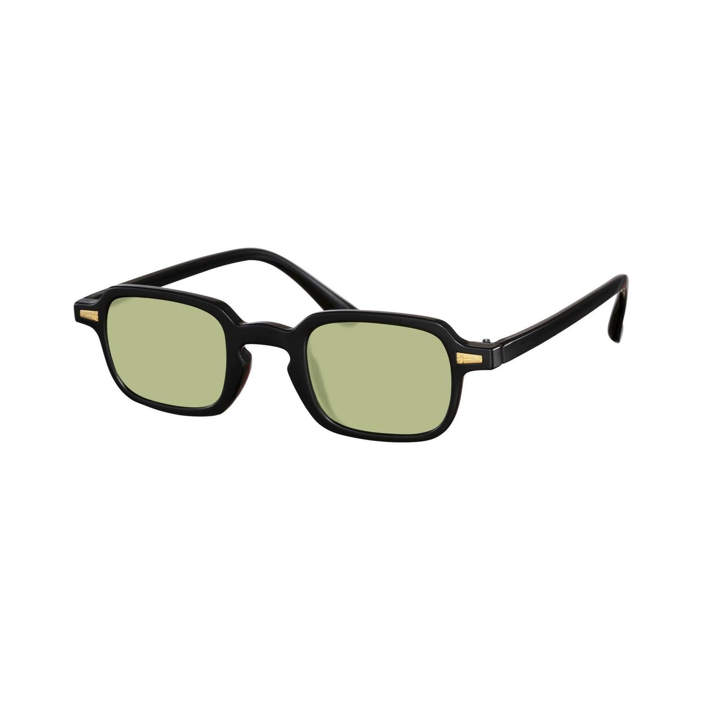 Τετράγωνα Γυαλιά ηλίου Luminous της Exposure Sunglasses με προστασία UV400 με μαύρο σκελετό και πράσινο φακό. Πλάγια προβολή.