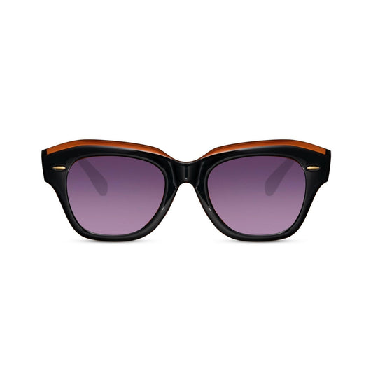 Γυαλιά ηλίου Mailo της Exposure Sunglasses με προστασία UV400 σε μαύρο χρώμα σκελετού και μωβ φακό.