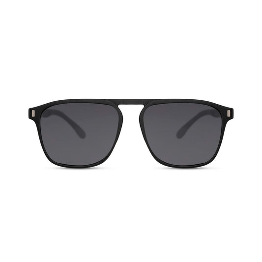 Τετράγωνα Γυαλιά ηλίου Mister της Exposure Sunglasses με προστασία UV400 με μαύρο σκελετό και μαύρο φακό.