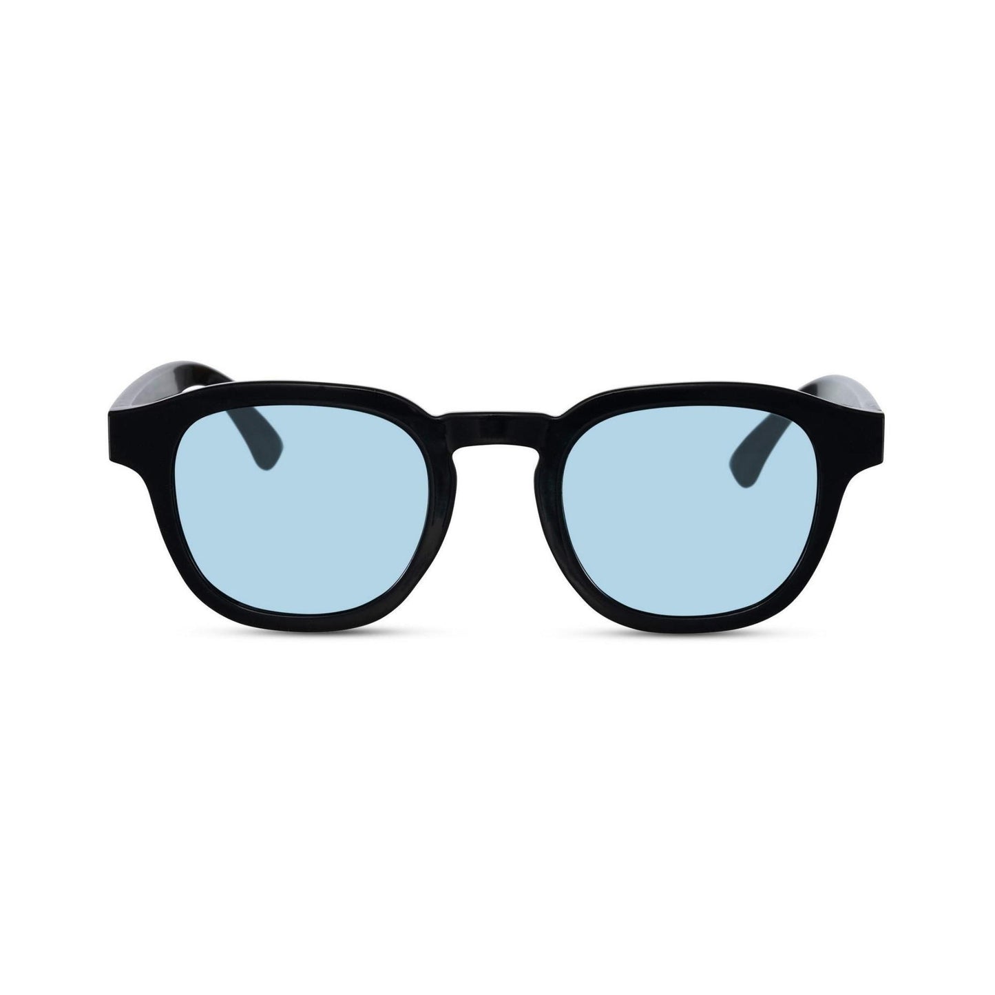 Γυαλιά ηλίου Montreal της Exposure Sunglasses με προστασία UV400 με μαύρο σκελετό και μπλε φακό.