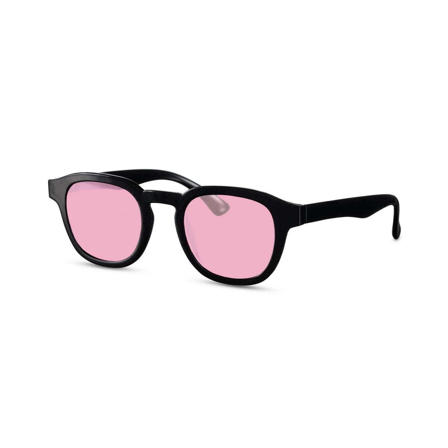 Γυαλιά ηλίου Montreal της Exposure Sunglasses με προστασία UV400 με μαύρο σκελετό και ροζ φακό.Πλάγια προβολή.