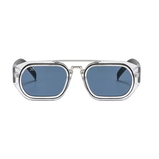 Γυαλιά Ηλίου Raptor της Exposure Sunglasses με προστασία UV400 σε μαύρο με άσπρο χρώμα σκελετού και μαύρο φακό.