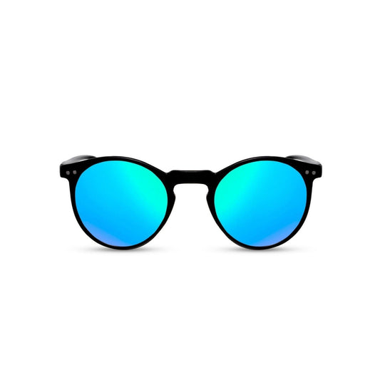 Στρογγυλά Γυαλιά ηλίου Solar από την Exposure Sunglasses με προστασία UV400 με μαύρο σκελετό και πράσινο φακό.