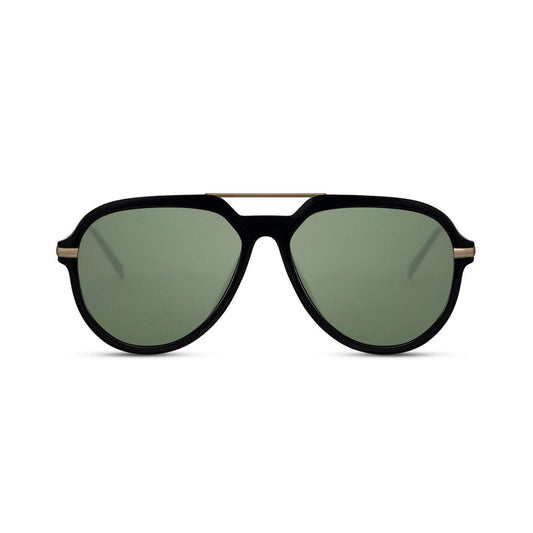 Γυαλιά Ηλίου (Aviator) Willy της Exposure Sunglasses με προστασία UV400 σε μαύρο χρώμα σκελετού και πράσινο φακό.