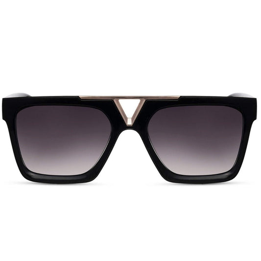 Τετράγωνα Γυαλιά ηλίου Vigo από την Exposure Sunglasses με προστασία UV400 με μαύρο σκελετό και μαύρο φακό.