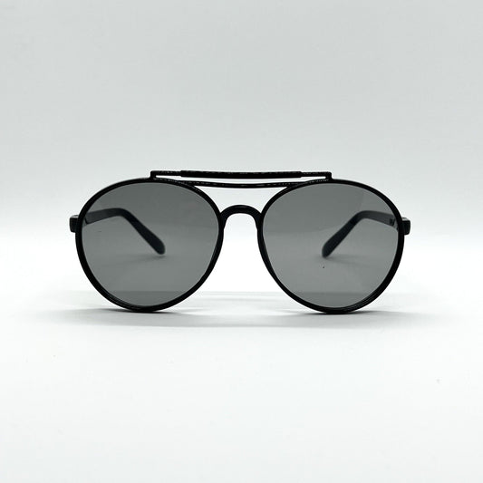 Στρογγυλά Γυαλιά ηλίου Classic της Exposure Sunglasses με προστασία UV400 με μαύρο σκελετό και μαύρο φακό.