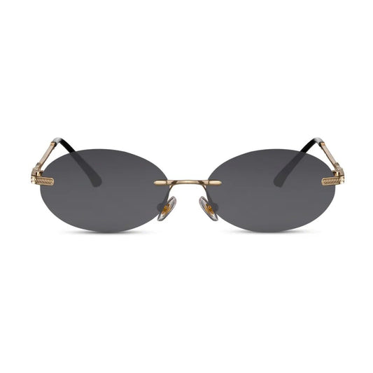 Οβάλ Γυαλιά Ηλίου Wick της Exposure Sunglasses με προστασία UV400 σε χρυσό χρώμα σκελετού και μαύρο. φακό.
